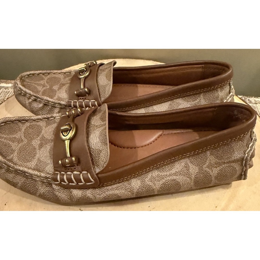 Coach Crosby Turnlock Driver Loafer Moccasin Signature Coated Canvas Women's 7.5 - Picture 2 of 16